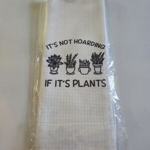 White Plant-Themed Kitchen Towel